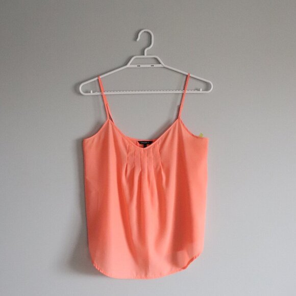 Talula Aritzia Women's Sz S Orange Pleated Sleeveless Flowy Tank Top Blouse Top - Picture 1 of 10